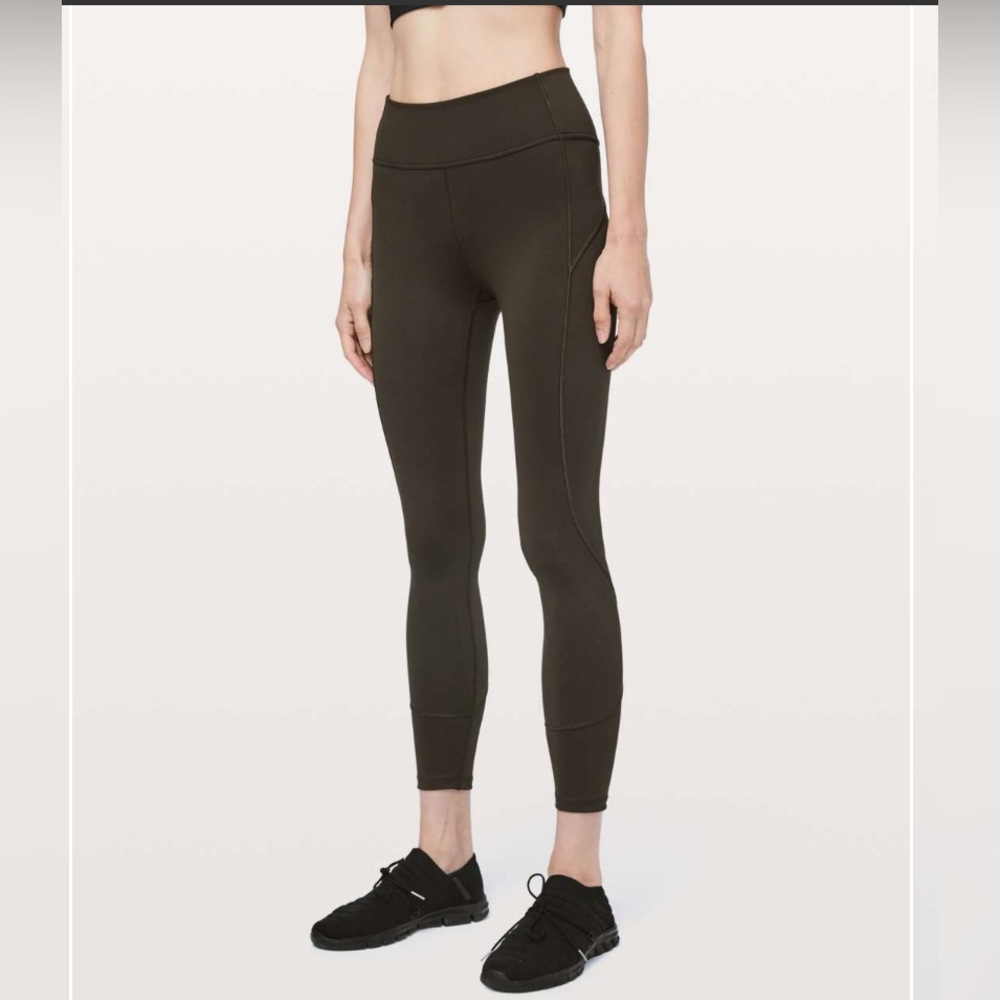Lululemon In Movement 7/8 Tight *Everlux 25" Dark Green Athletic Leggings Sz 4 - Picture 2 of 11